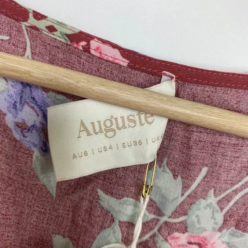 Auguste Rosa Rumba Blush Pink Floral Sleeved Mini Dress Women's Size 4 NWT