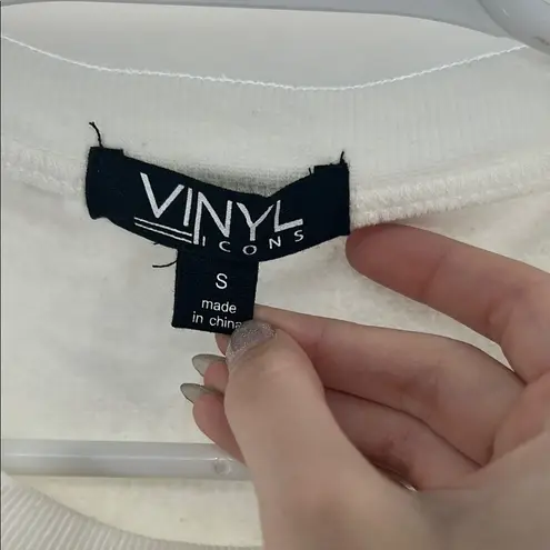 Vinyl Icons Gold White star large bow Sweatshirt S metallic Christmas holiday