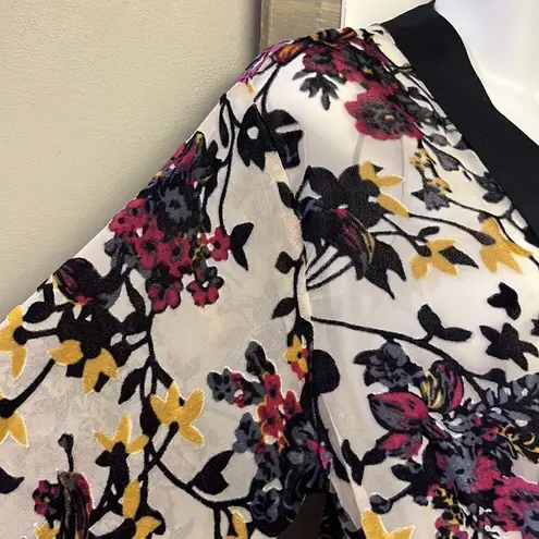 Tahari Women’s Velvet Mesh Sheer Floral Intimates Robe with Belt- Medium - Image 6