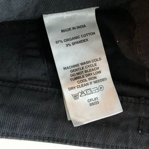 Quince Womens Organic Stretch Cotton Twill Wide-Leg Crop Pant Black 25