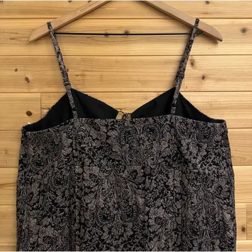 Lane Bryant XL Dark Coquette Filigree Lace Silk Dainty Spaghetti Strap Tank Top Black