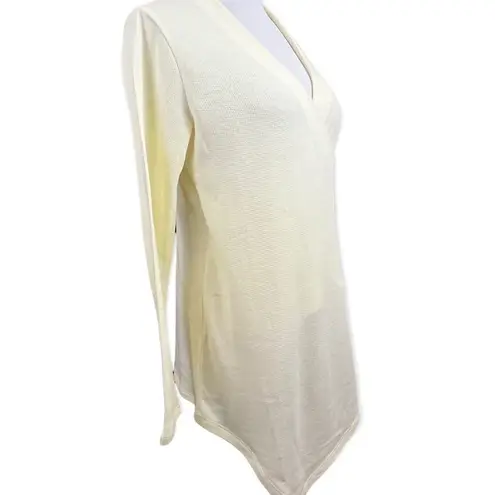 Soft Surroundings Pale Yellow Lightweight Asymmetric Hem Wrap Front Tunic XS - Image 3