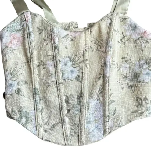 Mine Size S Floral Corset Pastel Sage Green Bow Strap Coquette Feminine Romantic