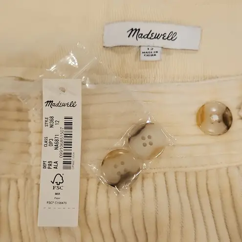Madewell 💕💕 Corduroy Harlow Wide-Leg Pants ~ Alabaster 12 NWT