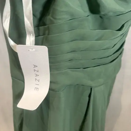 Azazie Kori Eucalyptus green a-line pleated chiffon dress size A20