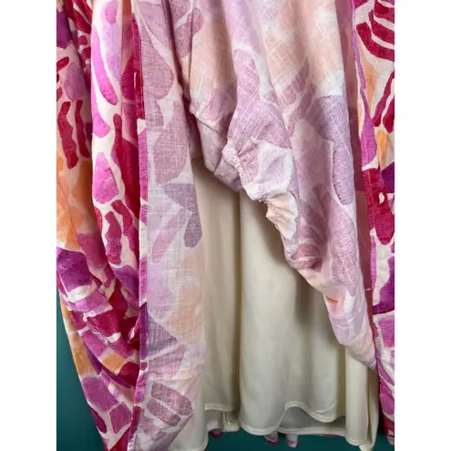 NWT Gilli Women's Plus 3X Floral Tiered Sleeveless Dress Pink Orange Linen Blend