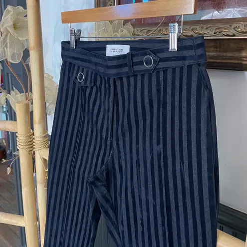 Derek Lam 10 Crosby Velvet Stripe Wide Leg Ankle Tailored Navy Pants Sz 6 💛🎀