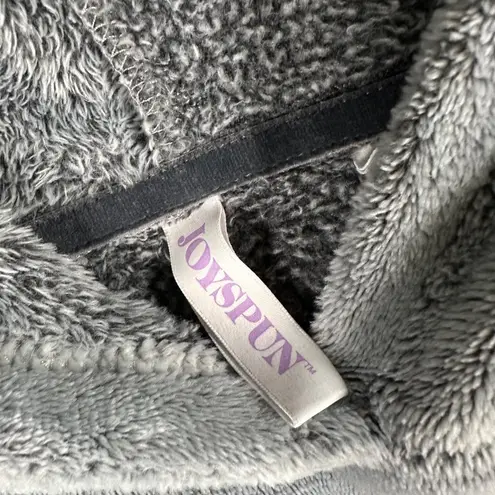 Joyspun Hoodie Womens M Penguin Embroidered Plush Sweatshirt Cozy Fleece Gray Size M