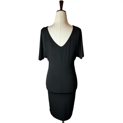 Velvet Graham And Spencer Black Jersey Knit Short Split Sleeve Mini Dress XS