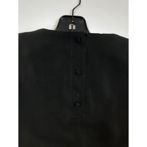 Oleg Cassini Vintage Beaded Silk Blouse Womens 14 Black Tie Waist Dolman Sleeve