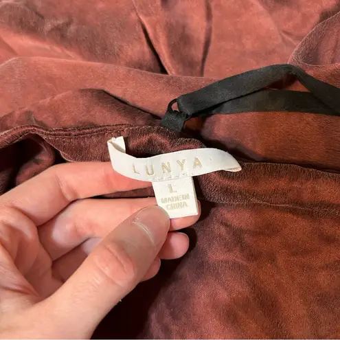 Lunya Washable Silk Slip Dress in Port Maroon Size Large Red