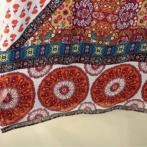 by & by Burgundy Orange Floral Patterned Boho Sleeveless Dress Medium Red