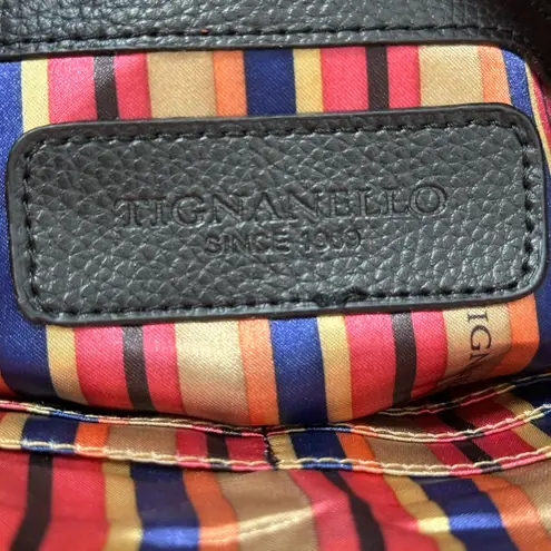 Tignanello Black Shoulder Bag with Classic Design and Silver Hardware