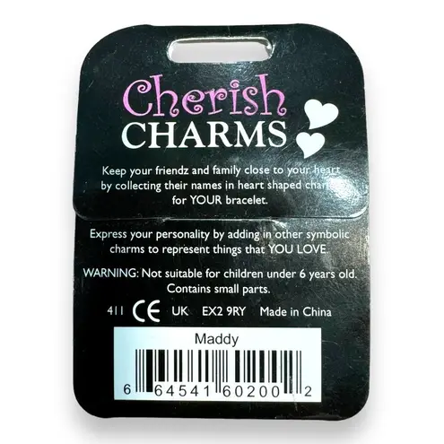 5/$35 Cherish Charms MADDY Name Bracelet Charm NEW NWT Silvertone Silver Tone
