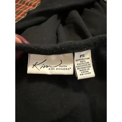 kim rogers Petite Black Merry Christmas Santa Snowflake Long Sleeve T Shirt PS