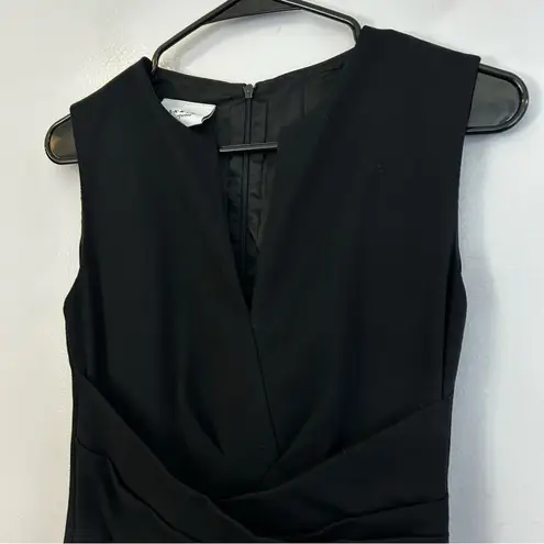 Akris Punto Black Sleeveless Split Neck Sheath Midi Dress Size 4