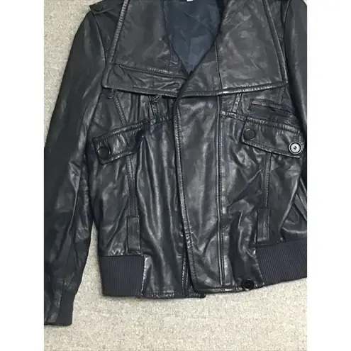 Pelle Studio Adult‎ Jacket Medium 100% Leather Black Y2K Bomber