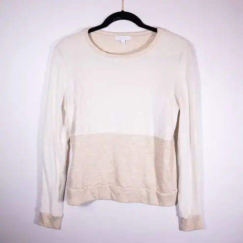 Beyond Yoga Cross Paths Long Sleeve Crew Terrycloth Pullover Oatmeal Sweater S