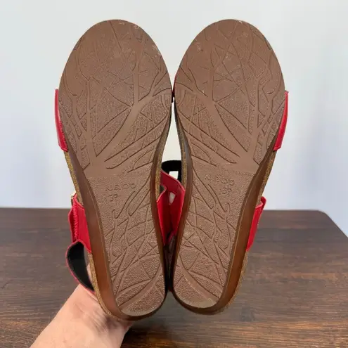 Naot Womens Dynasty Wedge Kiss Red Leather Sandal Size 39EU/8US