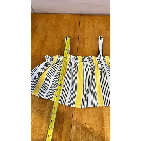 Iris  Linen Blend Yellow Stripe Crop Top Womens SZ L New With Tags