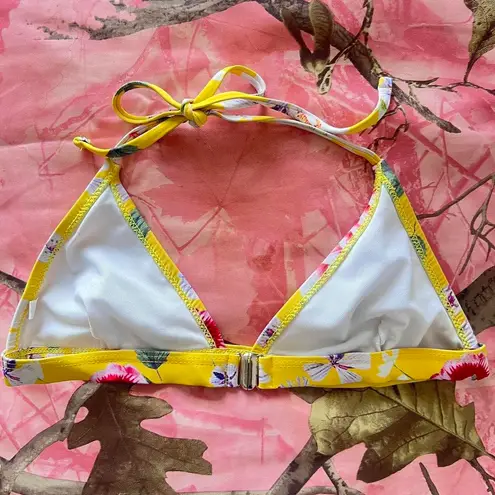 y2k yellow floral triangle bikini top