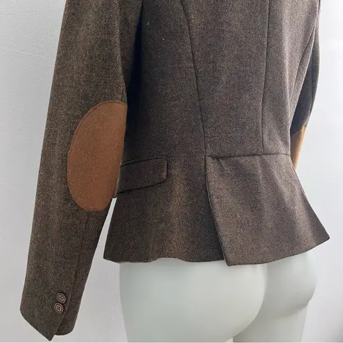 ZARA  100% Wool Brown Tweed Riding Equestrian Jacket Blazer Elbow Patch Medium