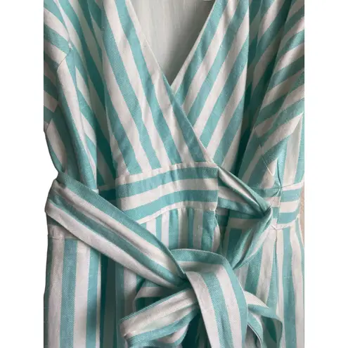 Draper James Draper James Women RSVP Wrap Dress S Aqua Striped Preppy Flirty Coastal Beachy