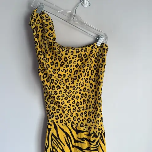 Moschino silk Yellow Animal-Print One-Shoulder Maxi Dress 10