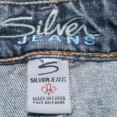 Silver Jeans Ana Denim Skirt-Size 29-Asymmetrical Seam-Raw Hem-Embroidered