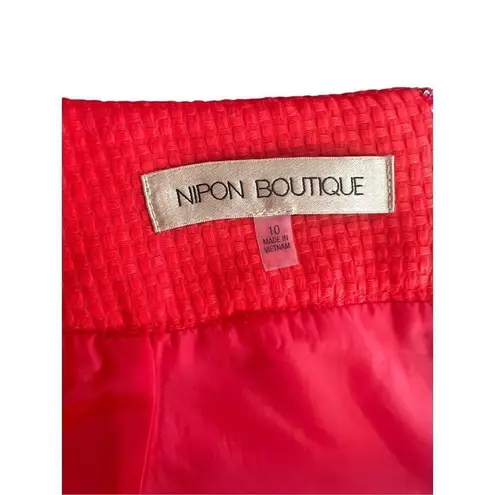 NIPON BOUTIQUE Bright Tangerine color Pencil Skirt Texture size 10 Green