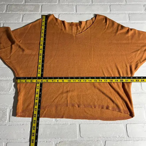 Made in Italy Sweater Top Womens Large Orange 3/4 Sleeve Dolman V