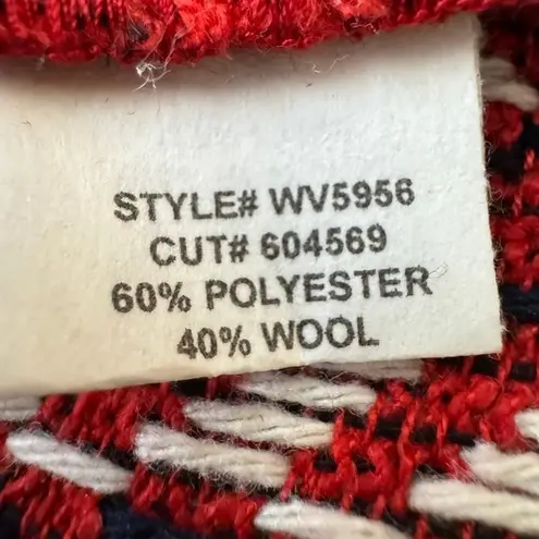 Eva Franco Red Blue White Geometric Print Wool Poly Blend Pencil Skirt With Slit Size 2