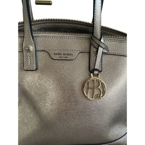 Henri Bendel Rose Gold Saffiano Leather Large Satchel Crossbody Bag