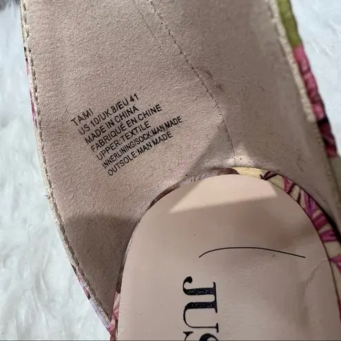 JustFab  Tami Sandal Yellow Floral Ankle Strap Sandals 10