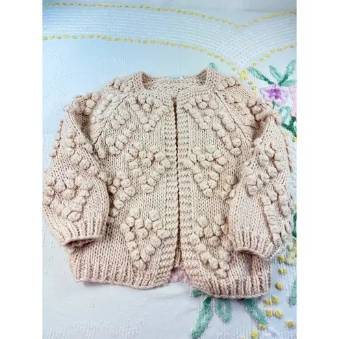 Chicwish Women's Knit Popcorn Cardigan Cozy Open Front Beige Sweater one size
