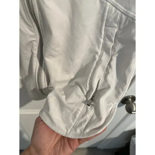 Athleta  Women’s White Performance Zip-Up Jacket with Hood – Size Medium
