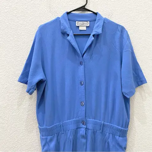 Vintage SAINT GERMAIN Paris Blue Short Sleeve Romper Jumpsuit Size XL
