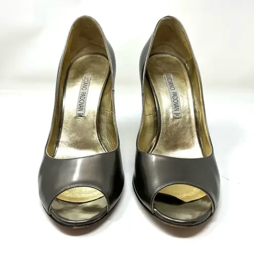 LUCIANO PADOVAN bronze peep toe heels, made in Italy, size 40