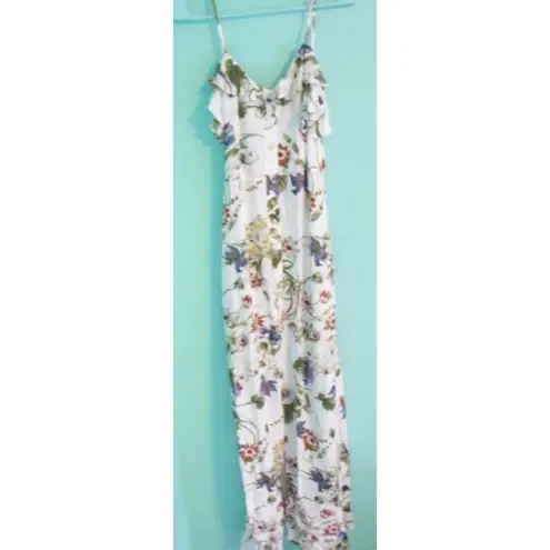 ✨HP✨White Botanical Print Front Ruffle Cami Dress✨ White Size M