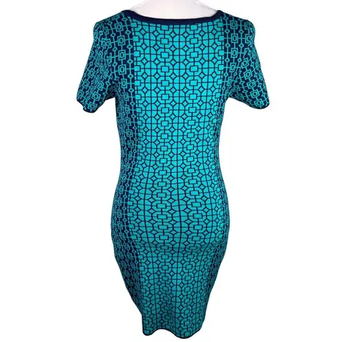 Romeo + Juliet Couture  Sweater Dress M Teal Navy Geometric Print