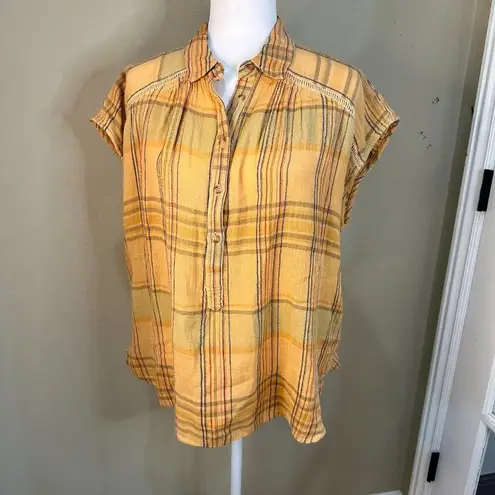 Pilcro ANTHROPOLOGIE Button Front Plaid Blouse Top Shirt - small