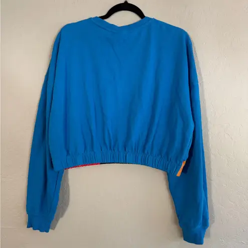 Lo Harris "I Have a Voice" Faces Graphic Sweatshirt Teal Oversized Women’s Large Blue