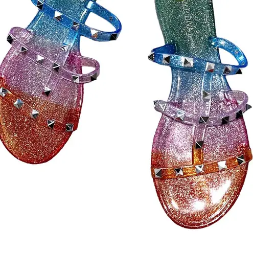 Wild Diva NEW  MULTICOLORED SPARKLY STUDDED SLIP IN SANDAL