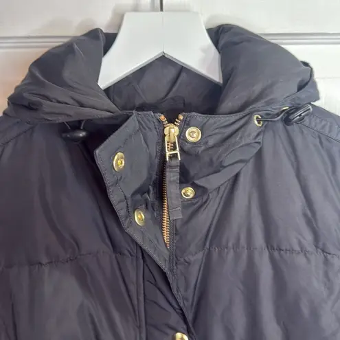 J.Crew  Long Down-filled Black Puffer Coat Jacket with Gold Hardware Size XS