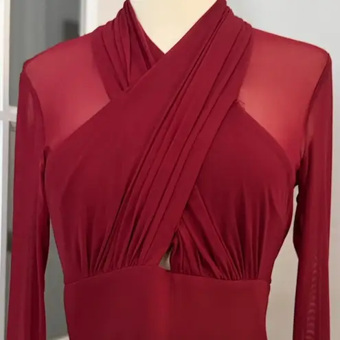 Bardot Elegant Burgundy Sheer Wrap Top