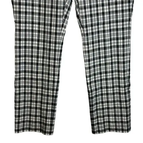 Elie Tahari Plaid Straight-Leg Crop Trousers Black White Plaid Size 6