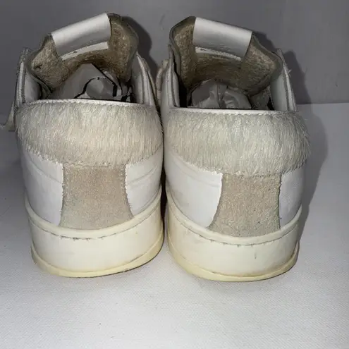 P448 John Sneaker Nordstrom Coated Leather Faux Fur Tongue Lace Up Shoes Sz 9.5