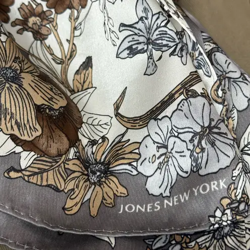 Trouvé Drape Front Lightweight Trench Coat Jacket Floral Scarf Accent Size Large Tan