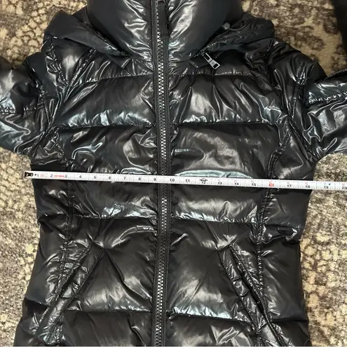 S13 Women’s Size S Black Glossy Hooded Duck Down Filled Puffer Jacket