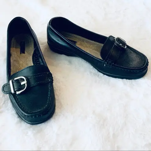 Thom McAn Black Leather Slip On Loafers Size 5.5 Professional Work Flats